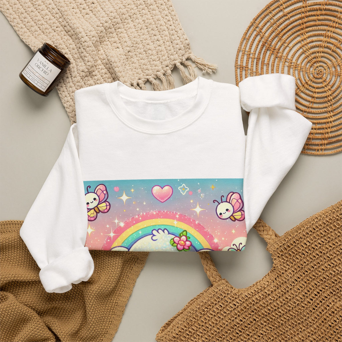 Pastel Rainbow Baby Elephant Floral Sweatshirt