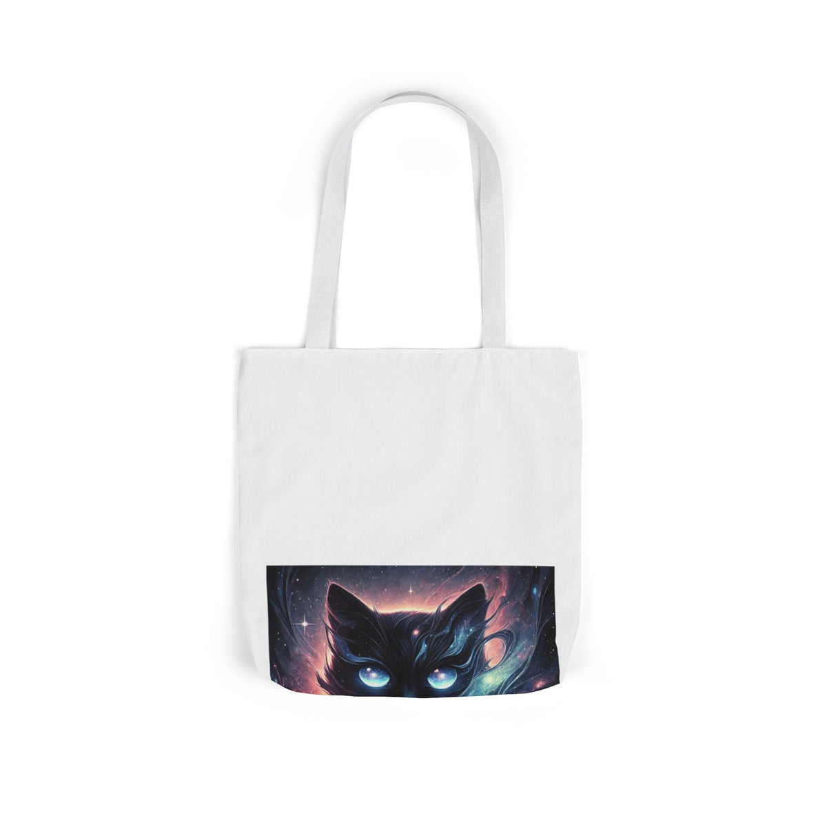 Cosmic Black Cat Galaxy Celestial Canvas Tote Bag