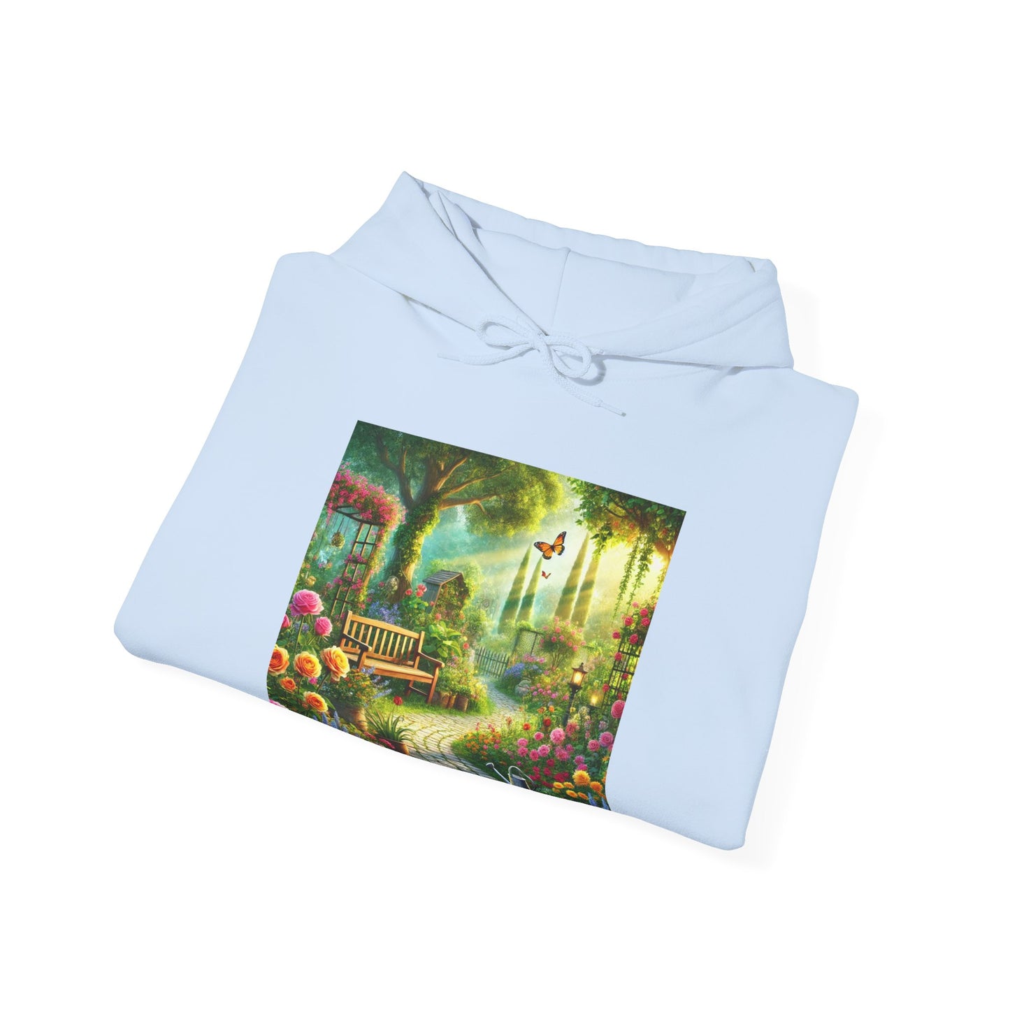 Sunlit Spring Flower Garden Bench Hoodie
