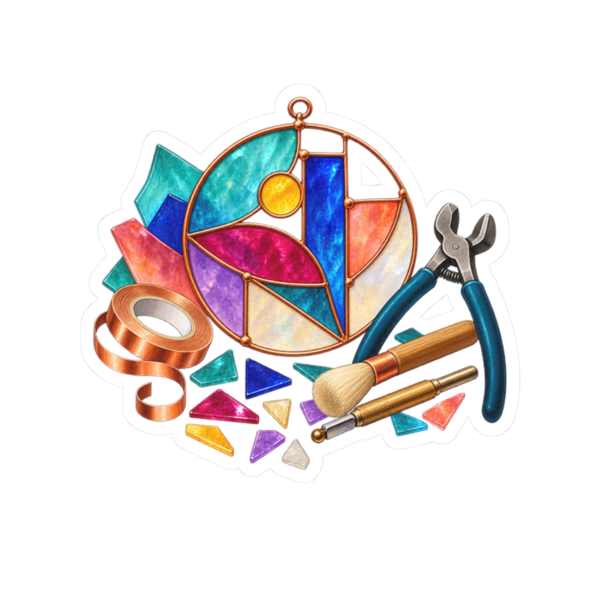 Abstract Stained Glass Suncatcher Workshop Sticker