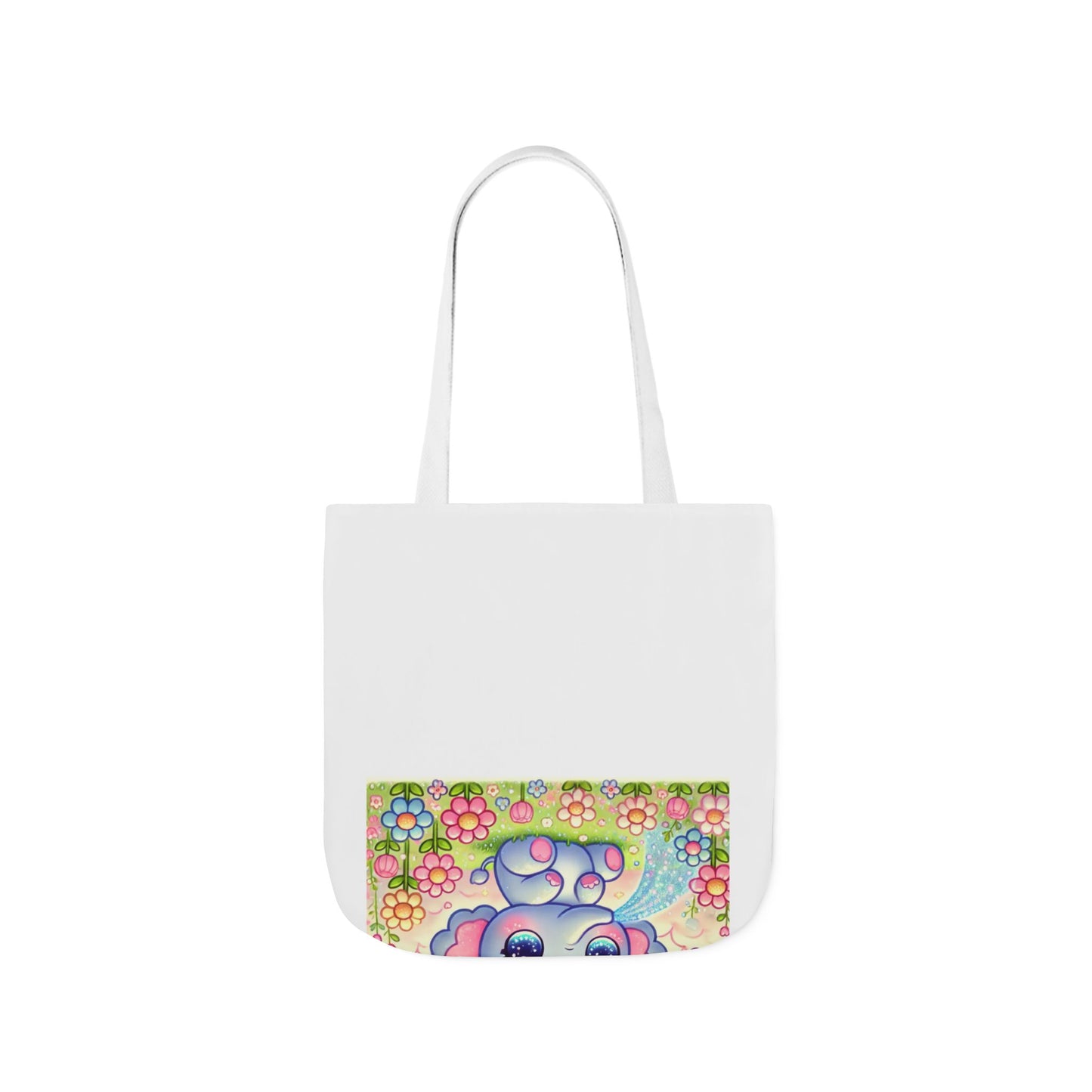 Pastel Rainbow Baby Elephant Floral Canvas Tote Bag