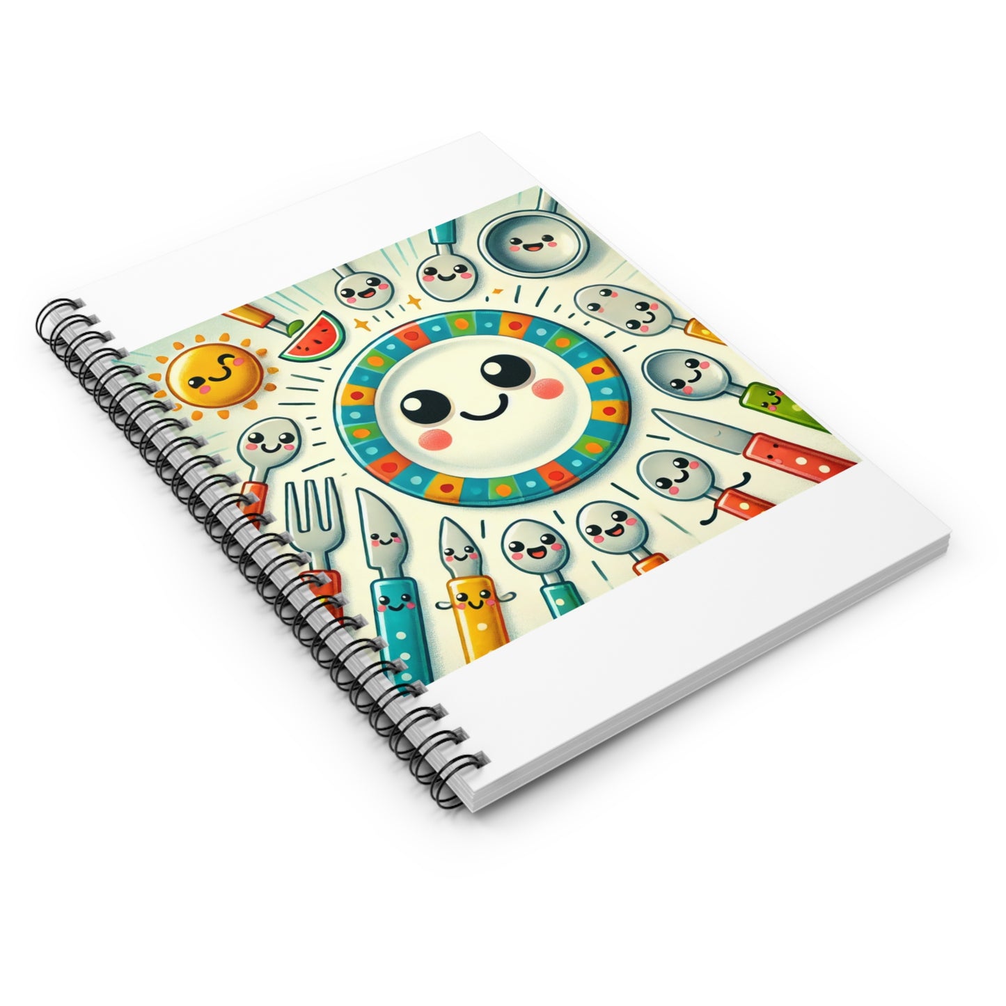 Happy Kitchen Tableware Kawaii Spiral Notebook