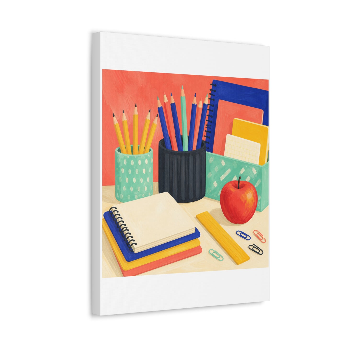 Colorful Teacher Desk Supplies Art Canvas Art