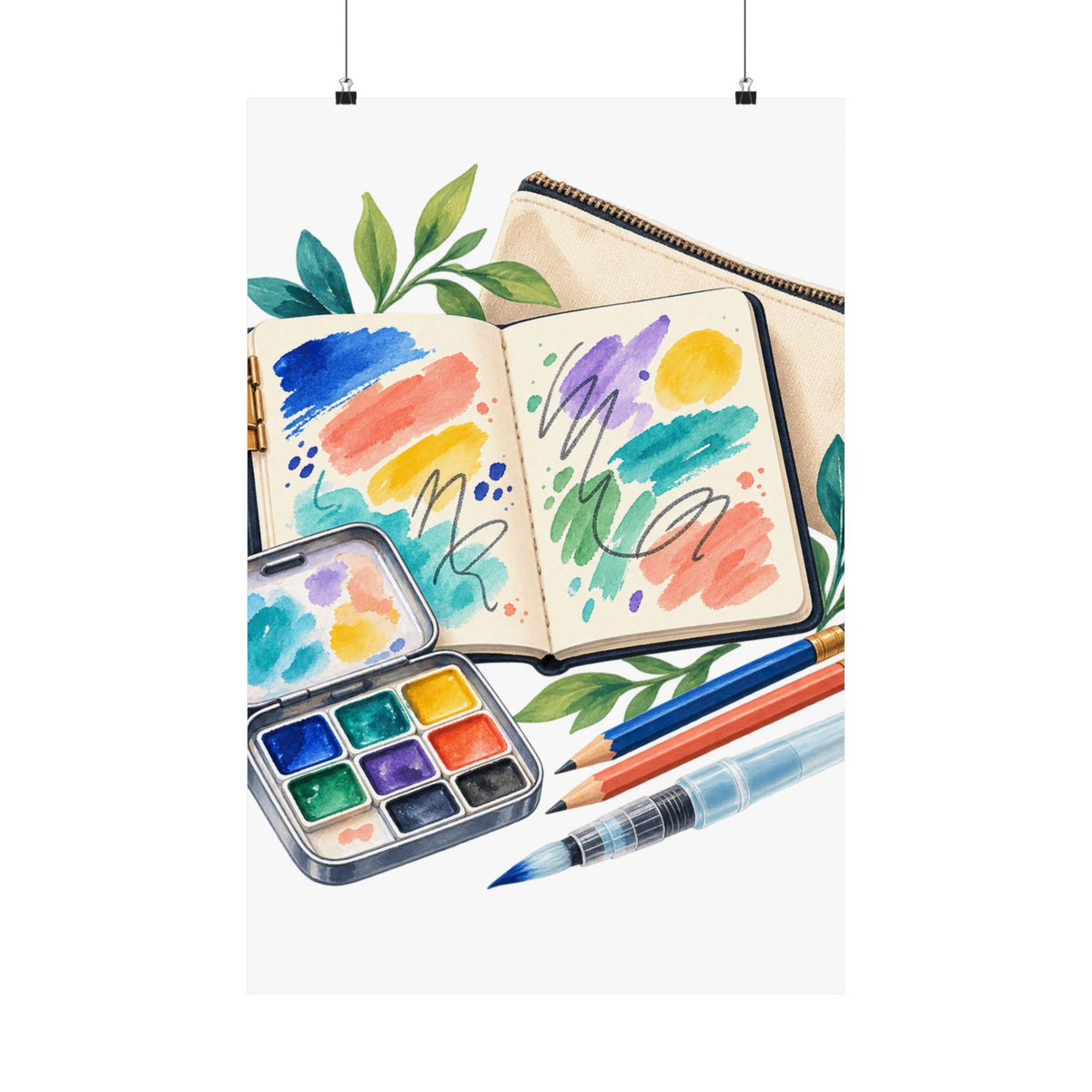 Colorful Urban Sketching Travel Kit Poster