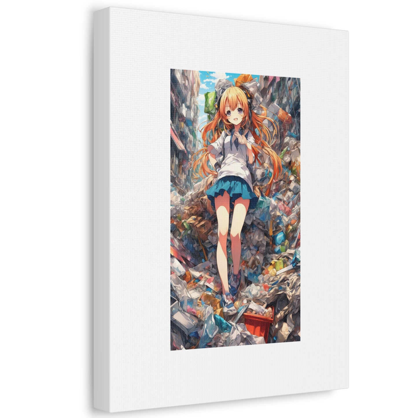 Recycling Rescue Anime Heroine Eco Street Art Canvas