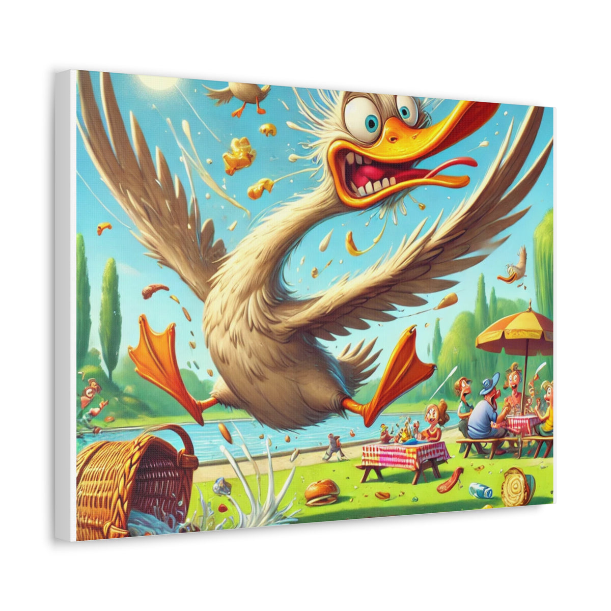 Chaotic Picnic Duck Funny Summer Canvas Wall Art