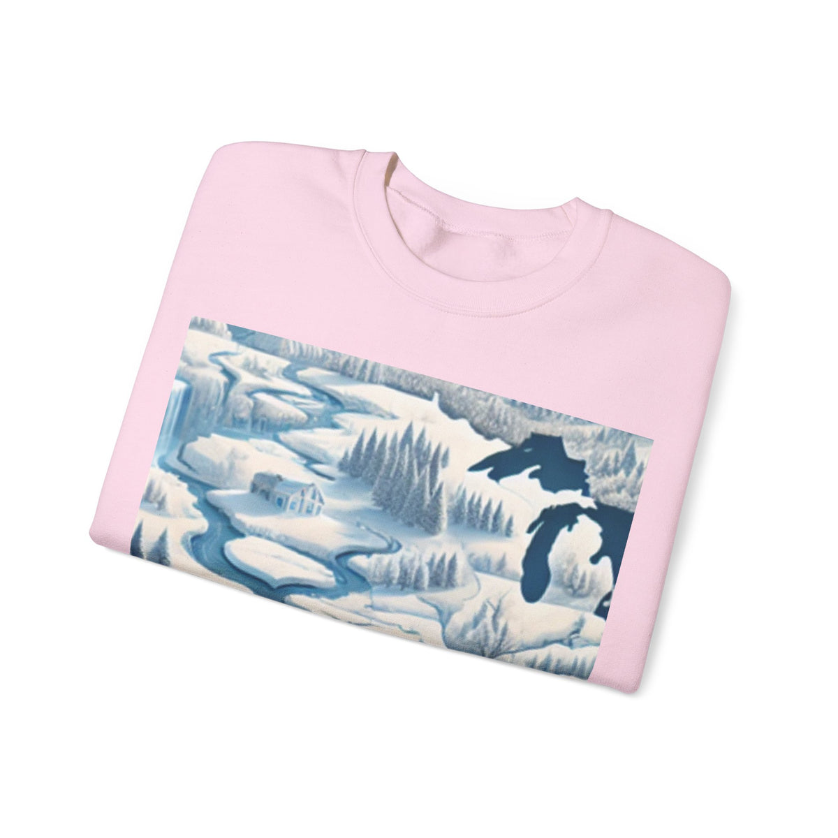 Winter USA Dreamscape Snowy Map Crew Sweatshirt Travel Gift