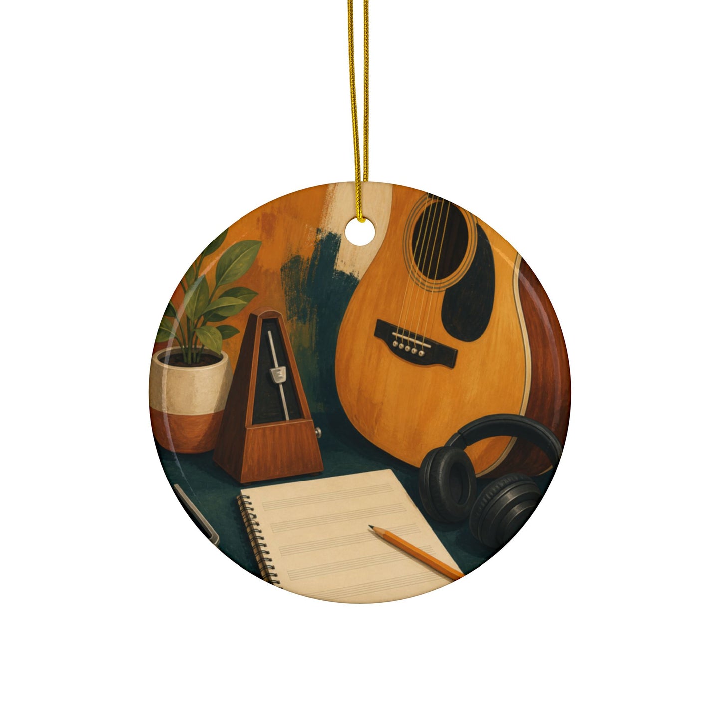 Warm Music Practice Hobby Art Ceramic Ornament, Holiday Keepsake and Gift
