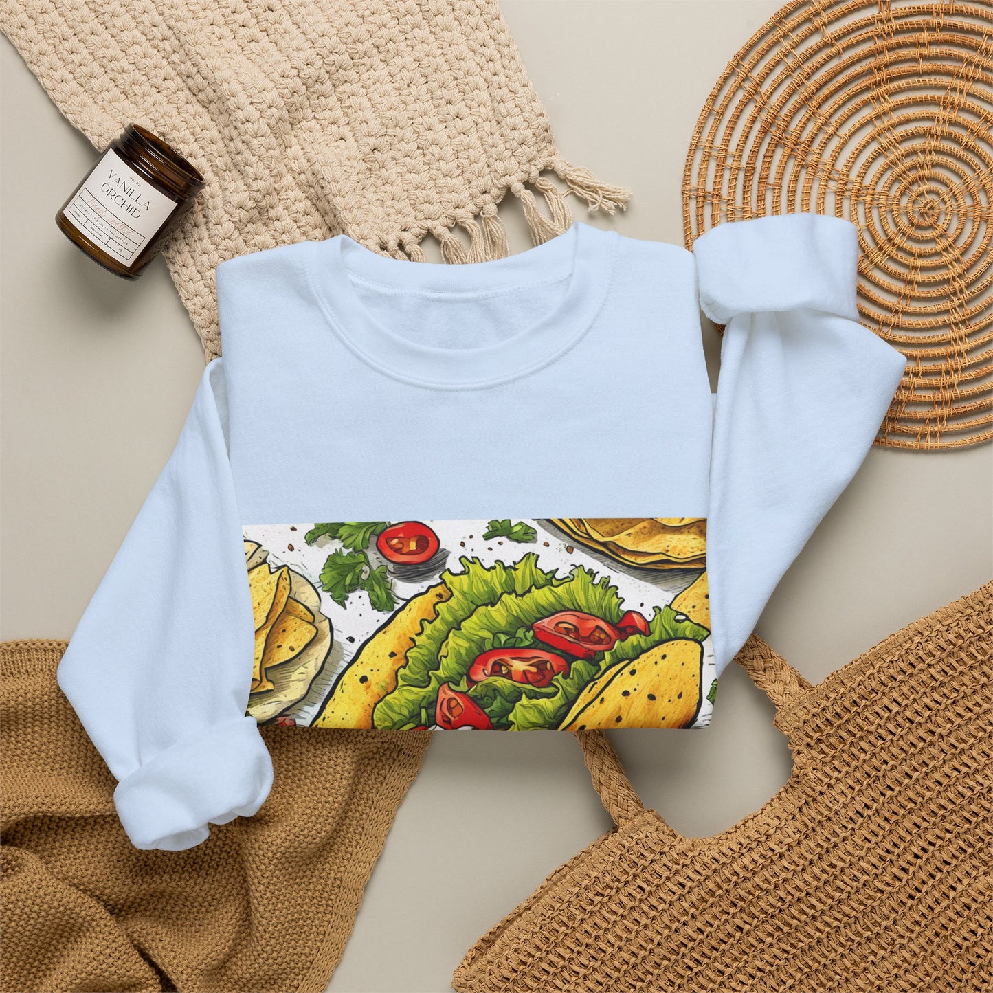 Bold Taco Illustration Foodie Gift Art Sweatshirt