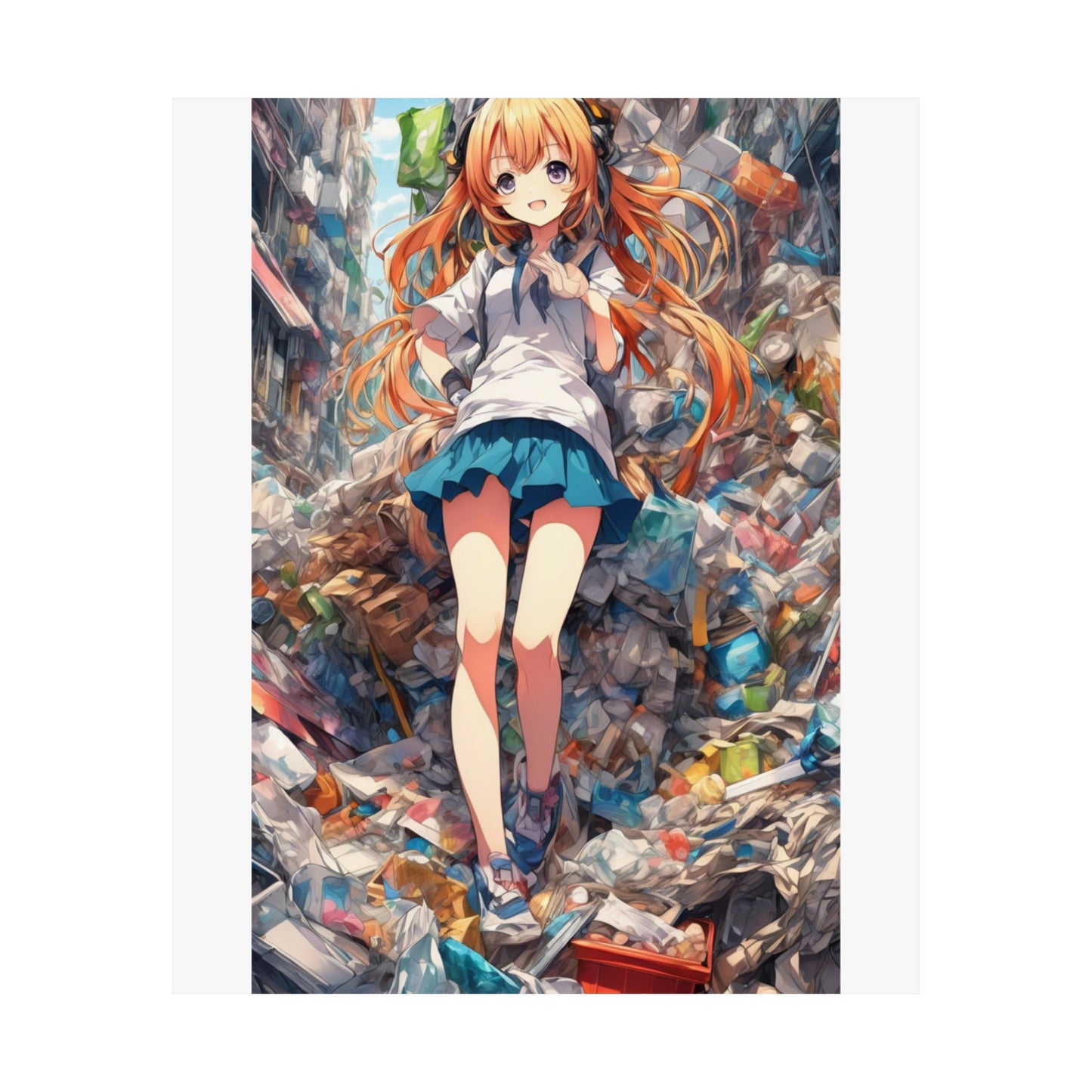 Recycling Rescue Anime Heroine Eco Street Art Poster