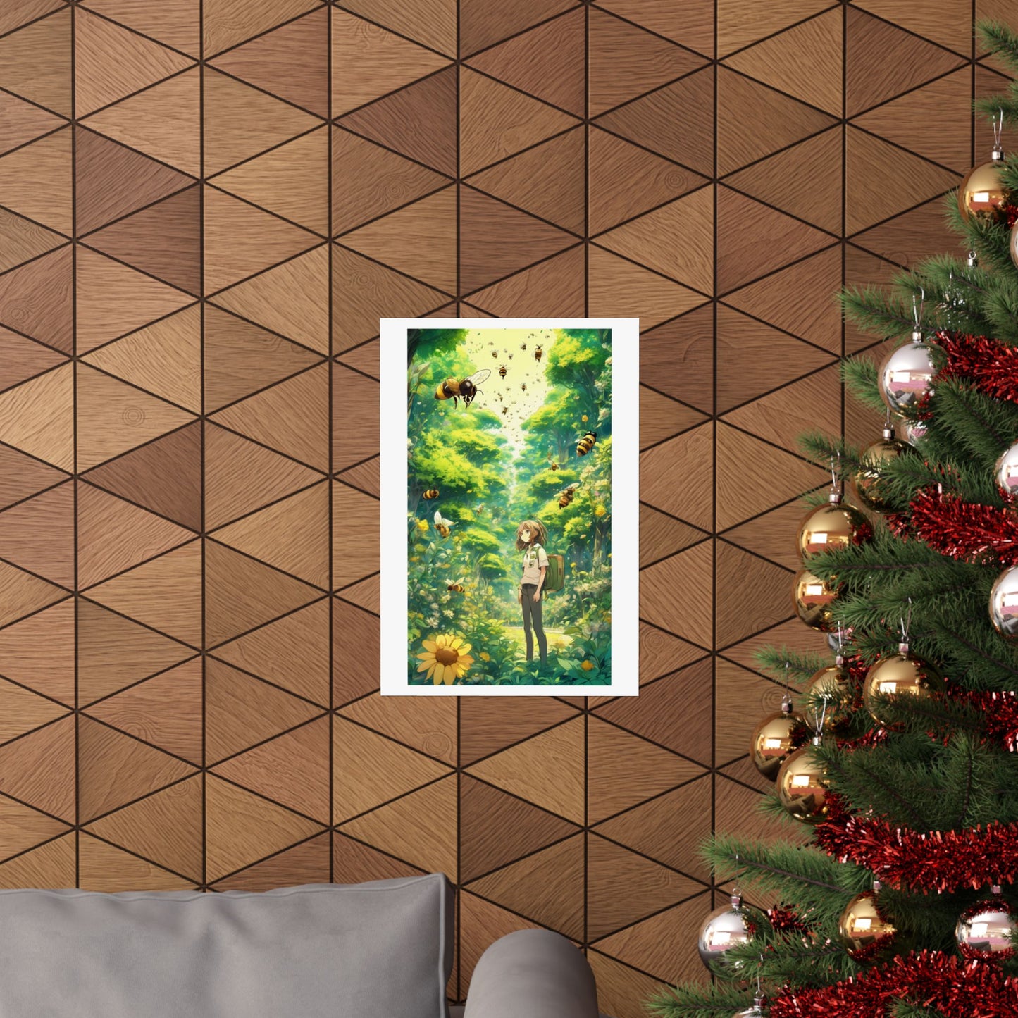 Bee Garden Explorer Anime Nature Art Poster