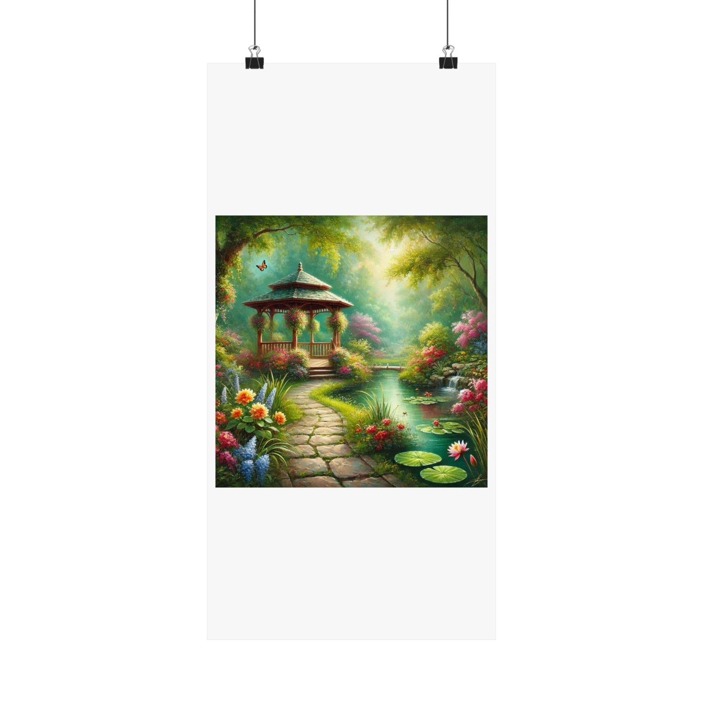 Spring Garden Gazebo Floral Landscape Poster
