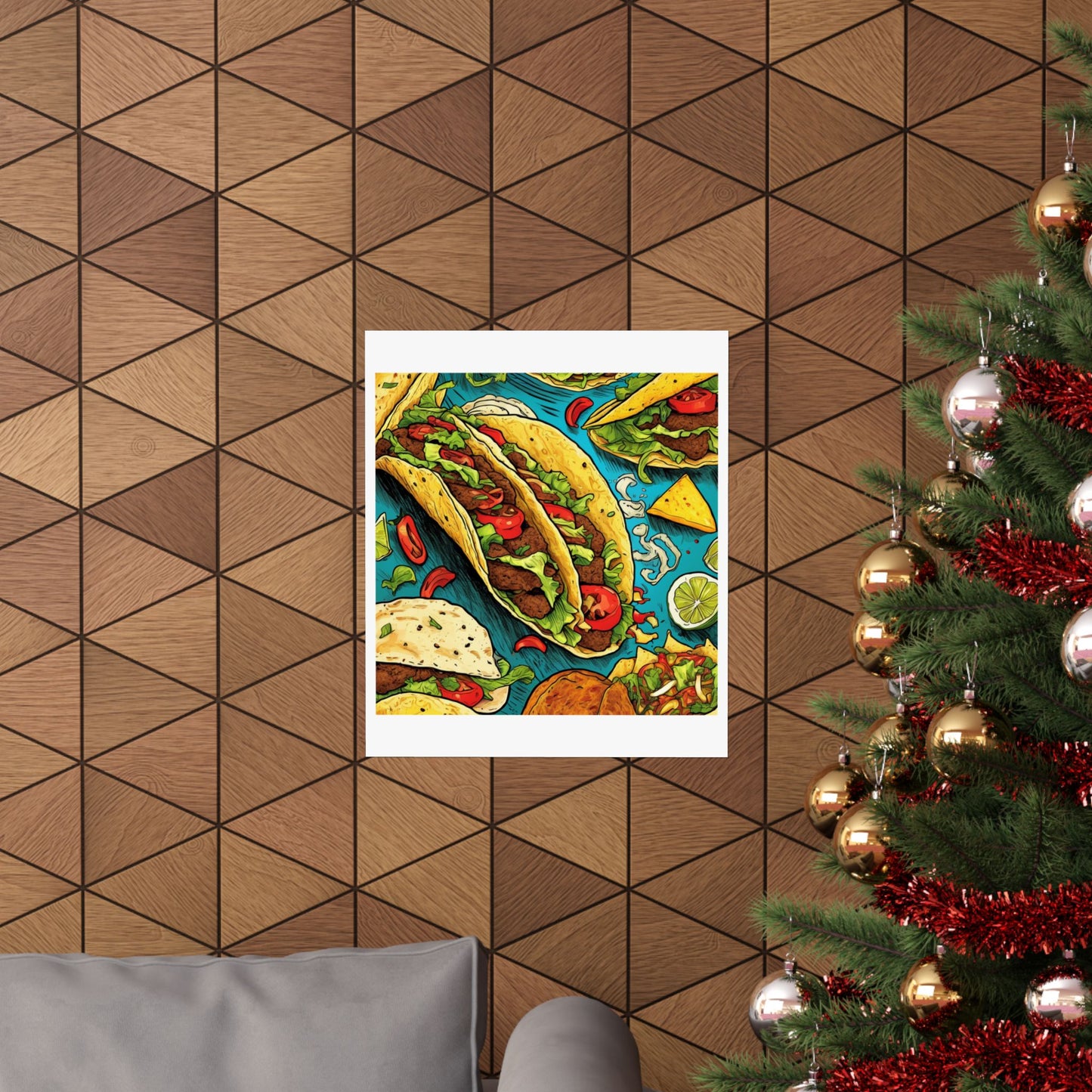 Taco Party Pattern Foodie Gift Art Poster