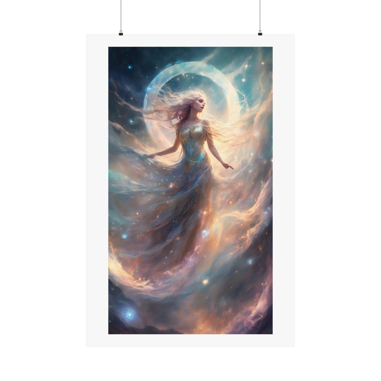 Moonlit Celestial Dancer Fantasy Portrait Poster