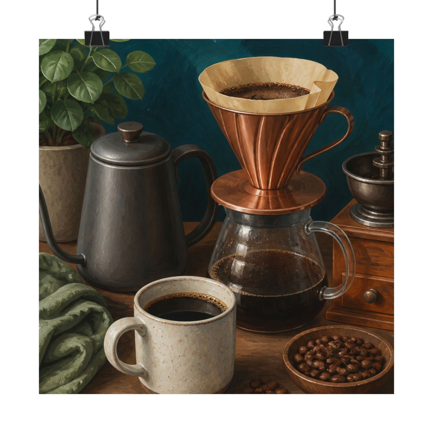 Warm Home Coffee Brewing Art Poster