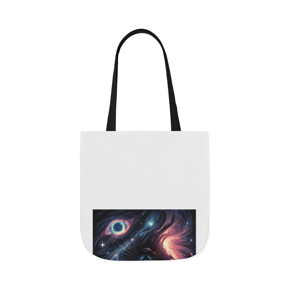 Cosmic Black Cat Galaxy Celestial Canvas Tote Bag