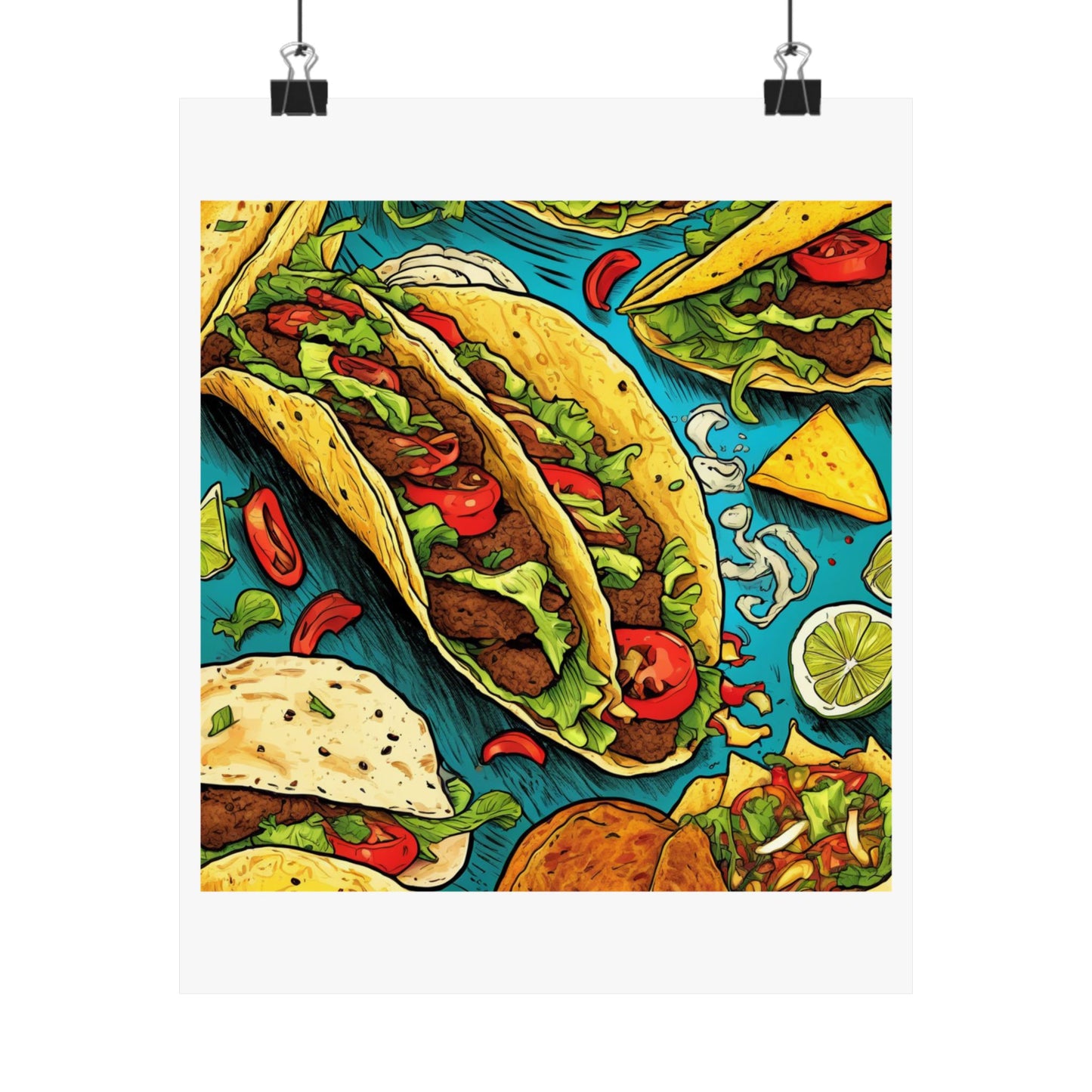 Taco Party Pattern Foodie Gift Art Poster