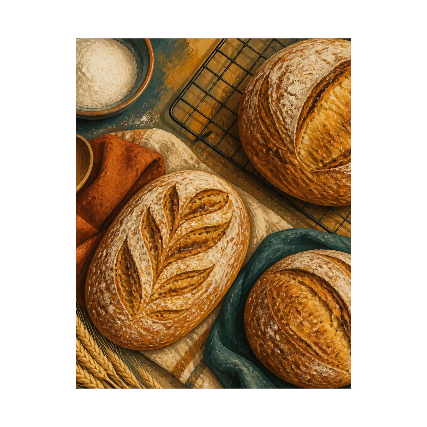 Artisan Bread Baking Still Life Poster