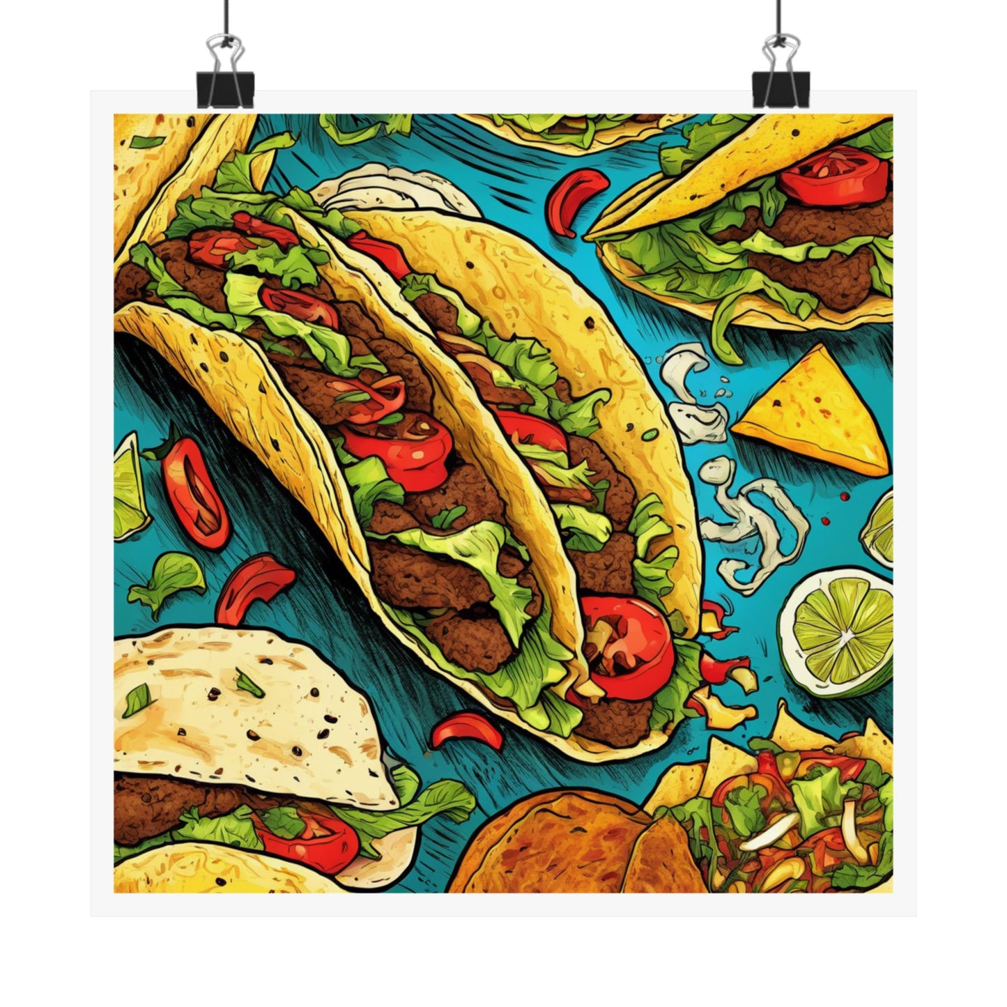 Taco Party Pattern Foodie Gift Art Poster