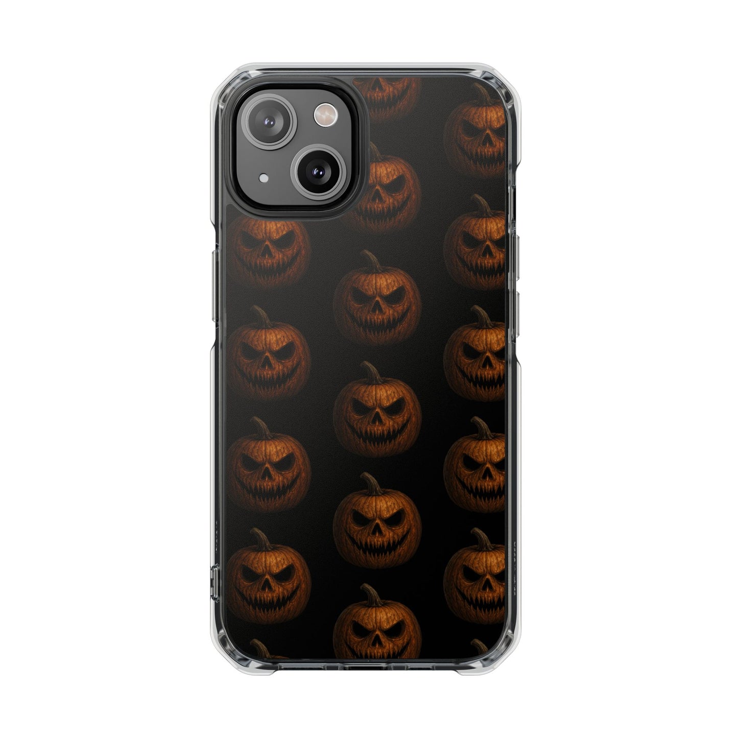 Magnet Cover, Halloween Pumpkin Spooky Phone Case, Horror Jack-O-Lantern Black Case, Magnetic Clear Impact Cover, Scary Cellphone Slim