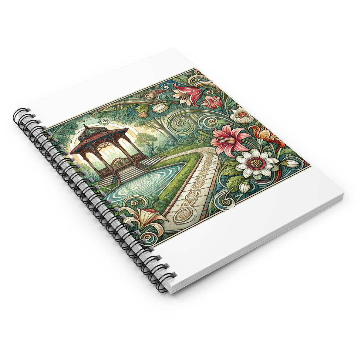 Botanical Gazebo Garden Art Nouveau Spiral Notebook