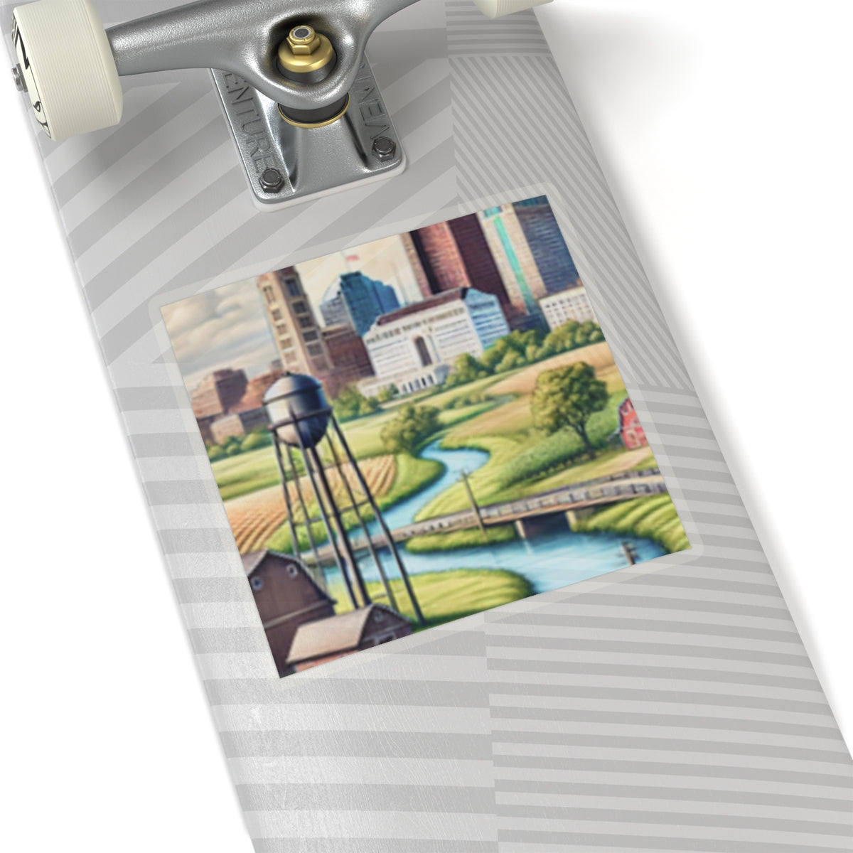Rural River City Skyline Hometown Landscape Sticker