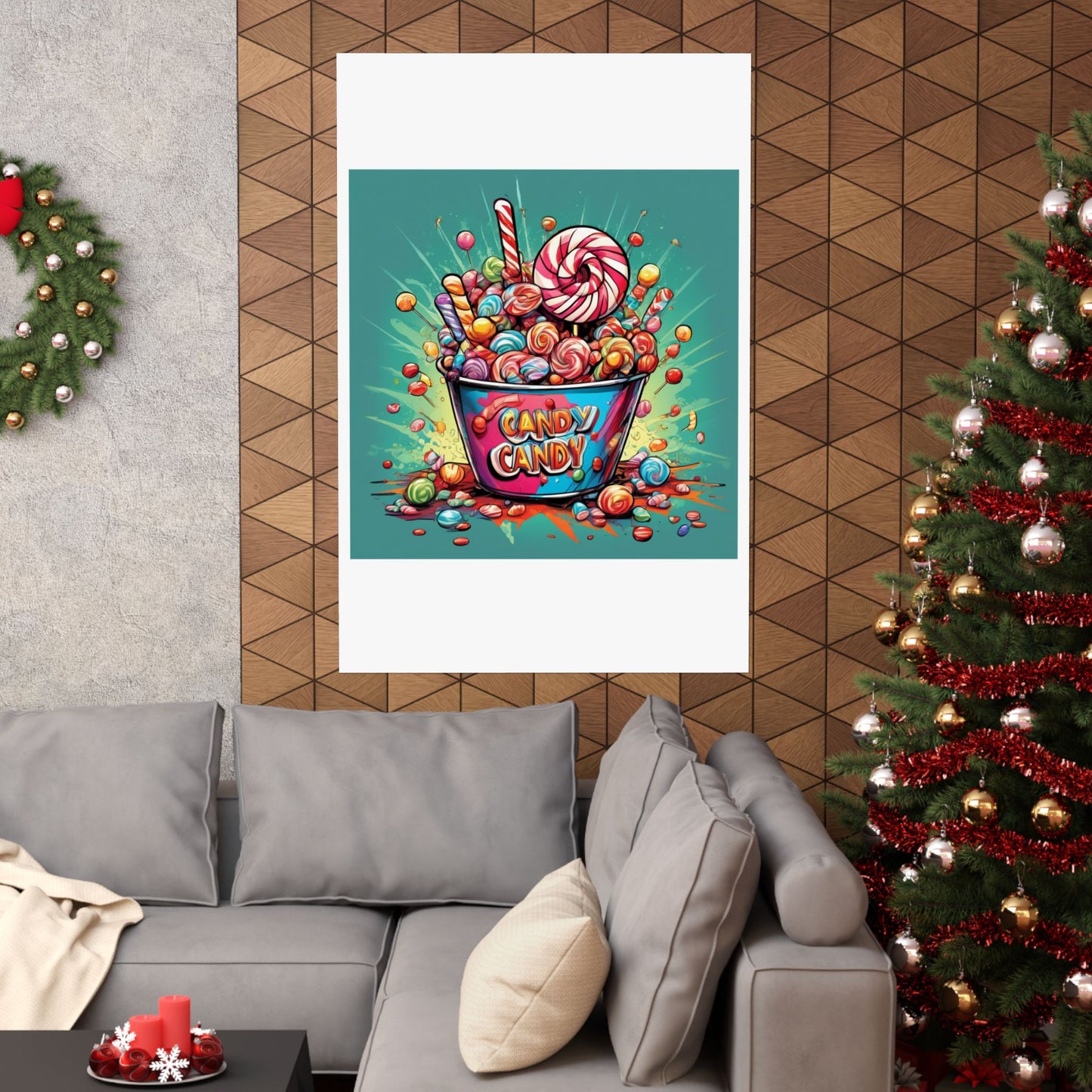 Holiday Candy Bucket Sweets Gift Art Poster