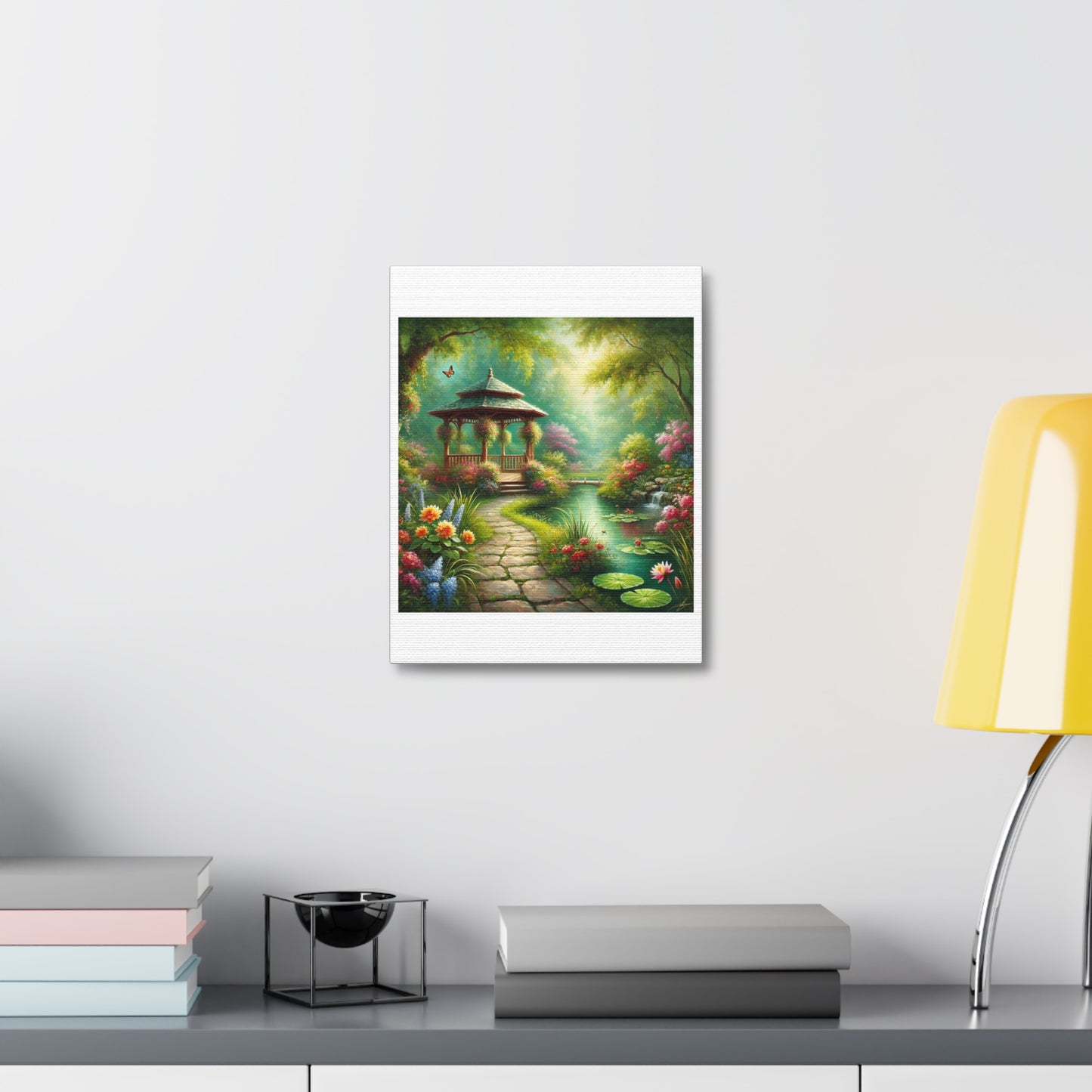 Spring Garden Gazebo Floral Landscape Canvas