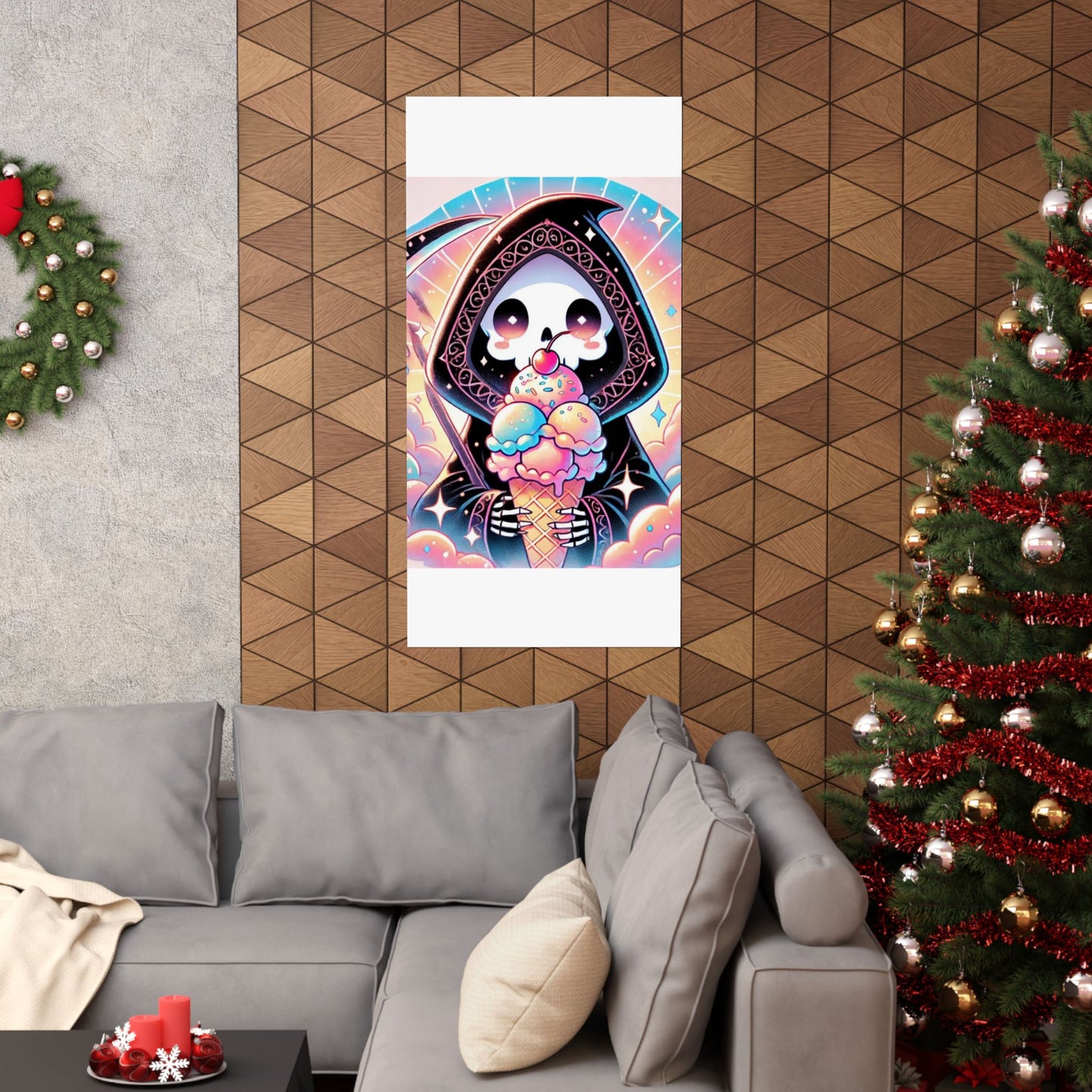 Cute Grim Reaper Ice Cream Pastel Novelty Poster