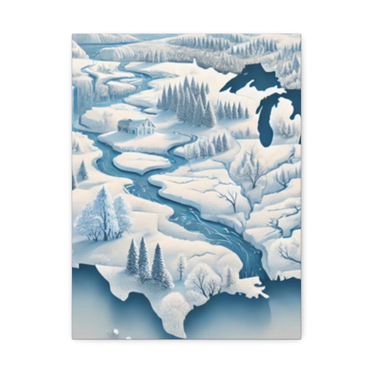 Winter USA Dreamscape Snowy Map Canvas Wall Art Travel Gift