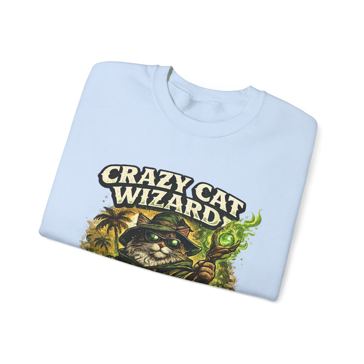 Crazy Cat Wizard Funny Fantasy Art Sweatshirt
