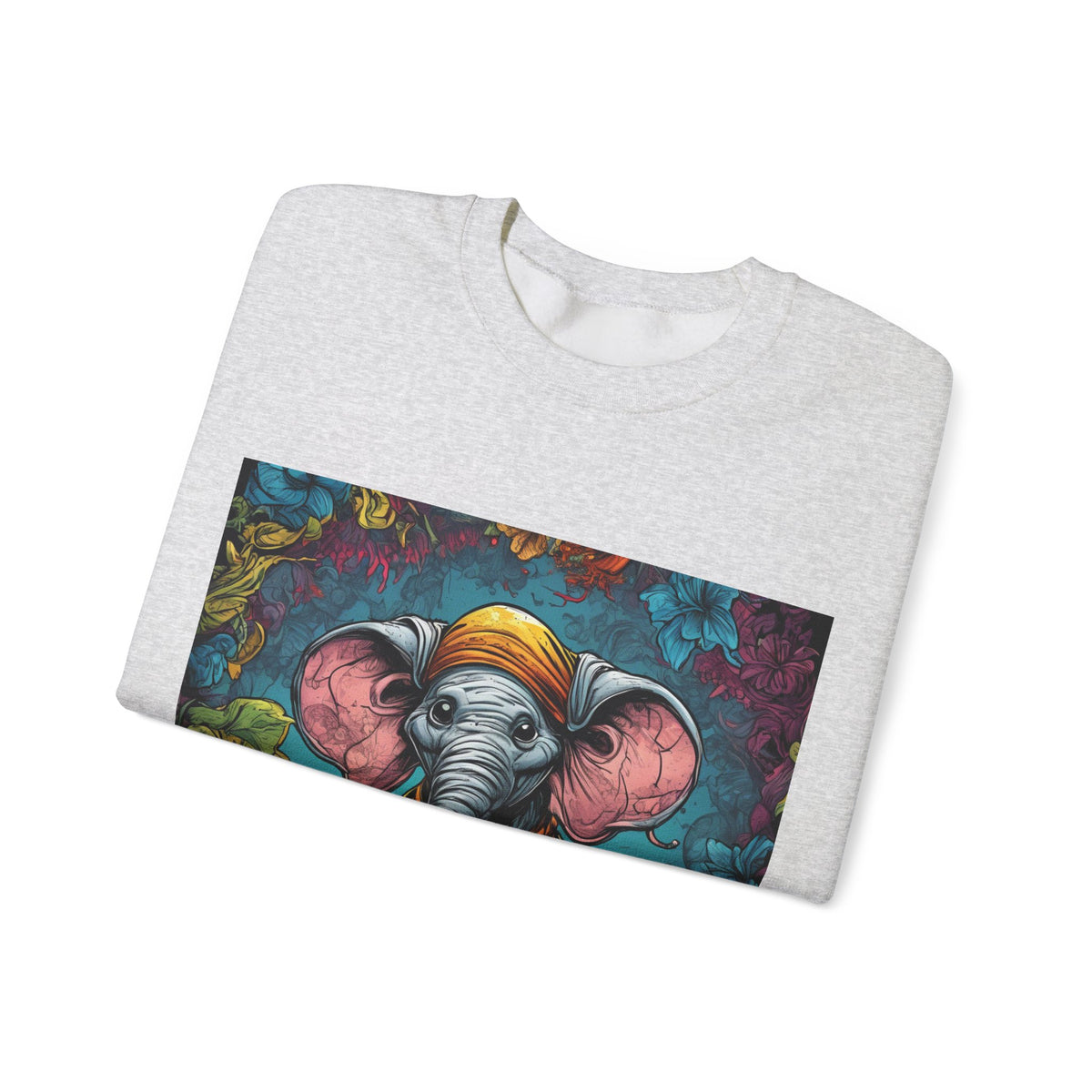 Colorful Storybook Elephant Floral Art Sweatshirt