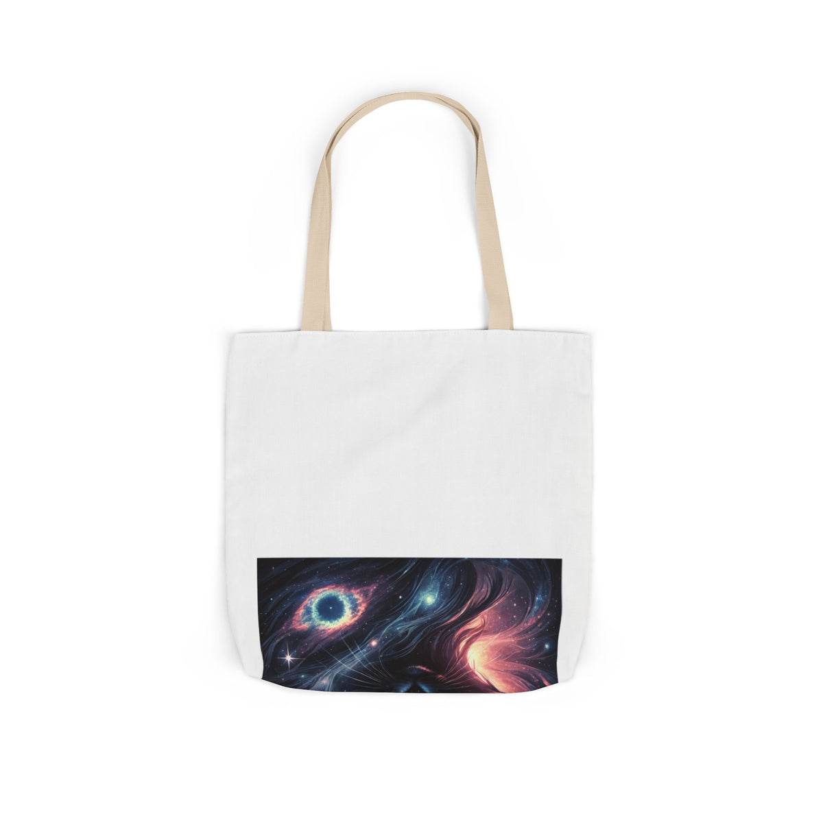 Cosmic Black Cat Galaxy Celestial Canvas Tote Bag