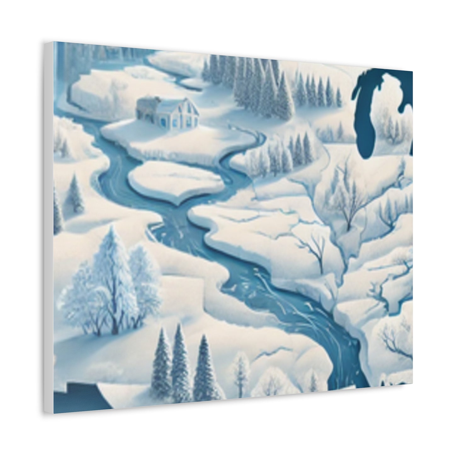 Winter USA Dreamscape Snowy Map Canvas Wall Art Travel Gift