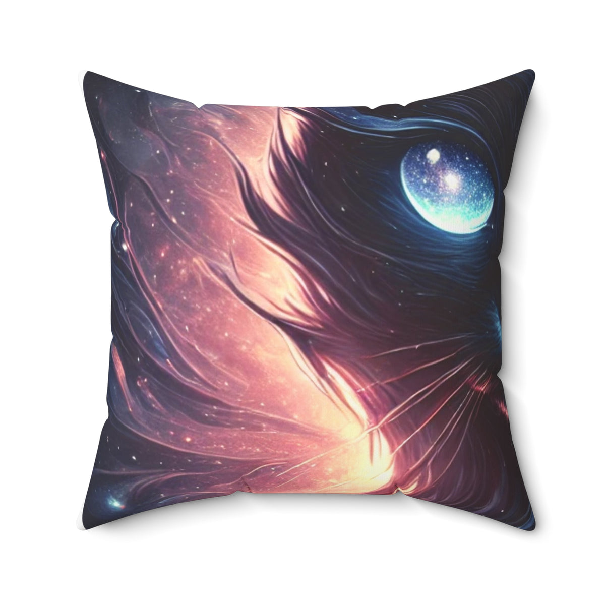 Cosmic Black Cat Galaxy Celestial Decorative Pillow