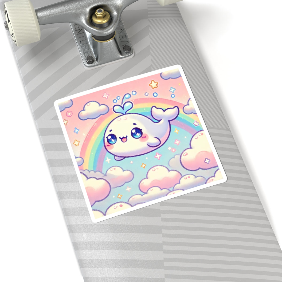 Kawaii Rainbow Whale Pastel Cloud Sticker