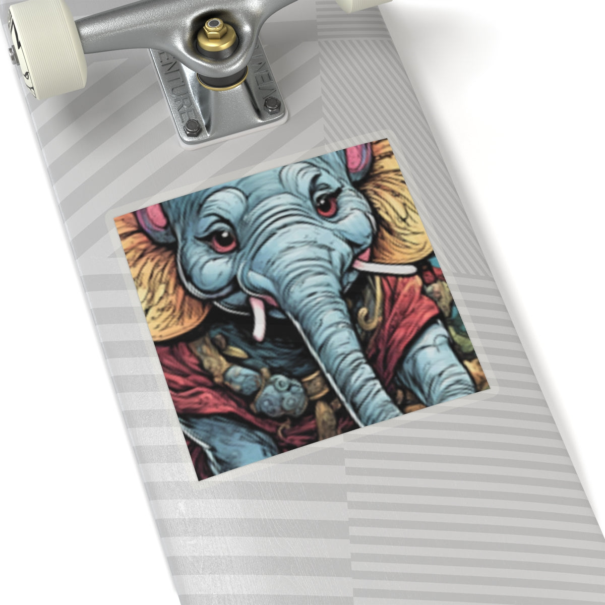 Colorful Elephant Garden Parade Cute Wildlife Animal Art Sticker