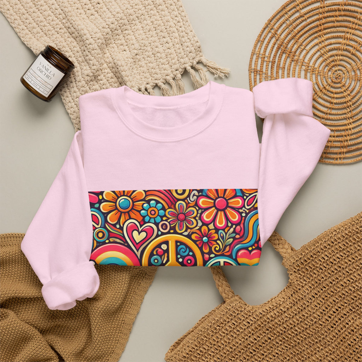 Colorful Peace Floral Pattern Sweatshirt