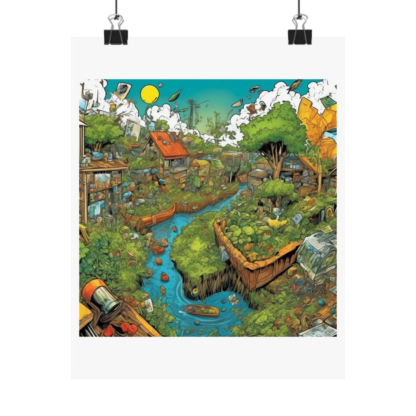Whimsical Garden Stream Nature Gift Art Poster