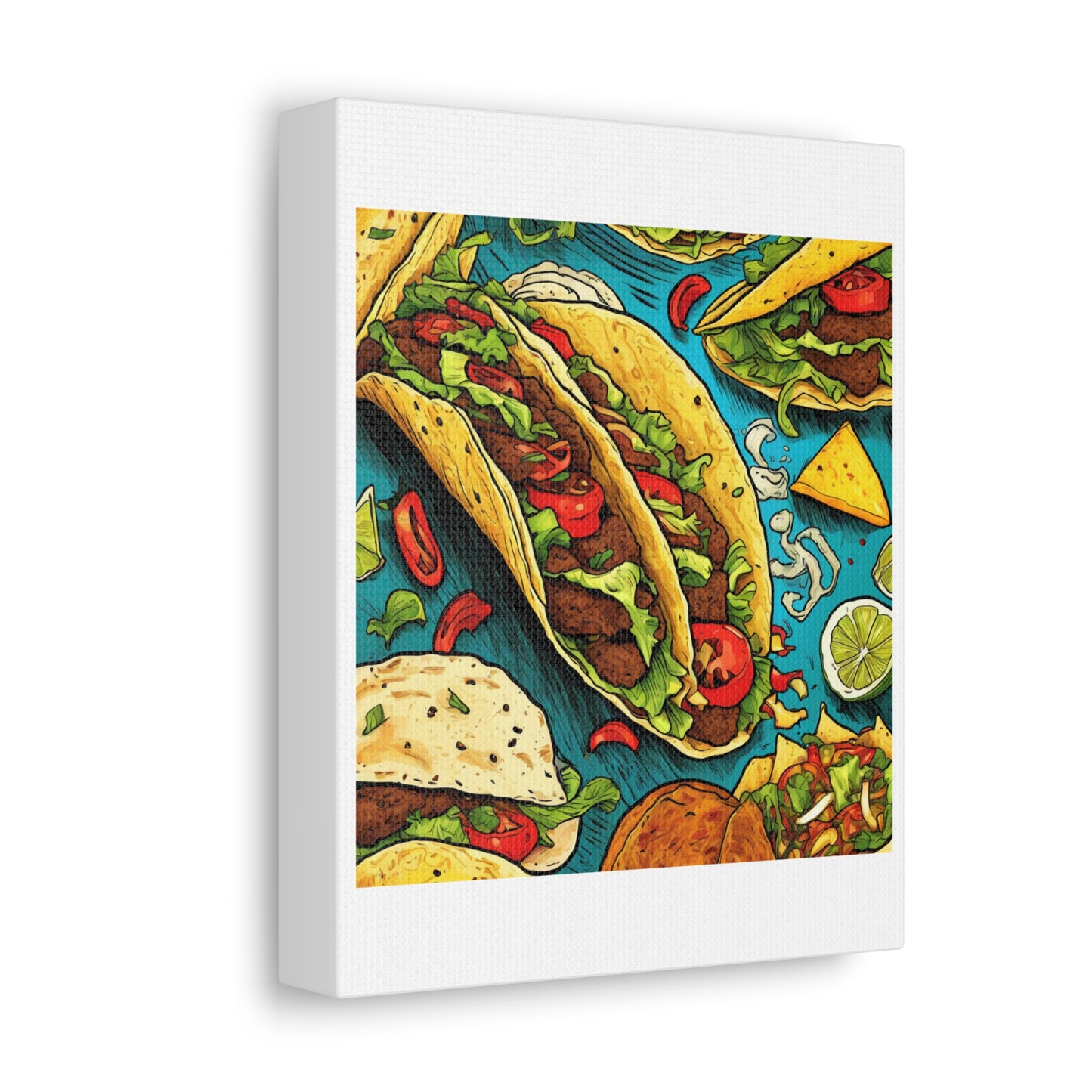 Taco Party Pattern Foodie Gift Art Canvas