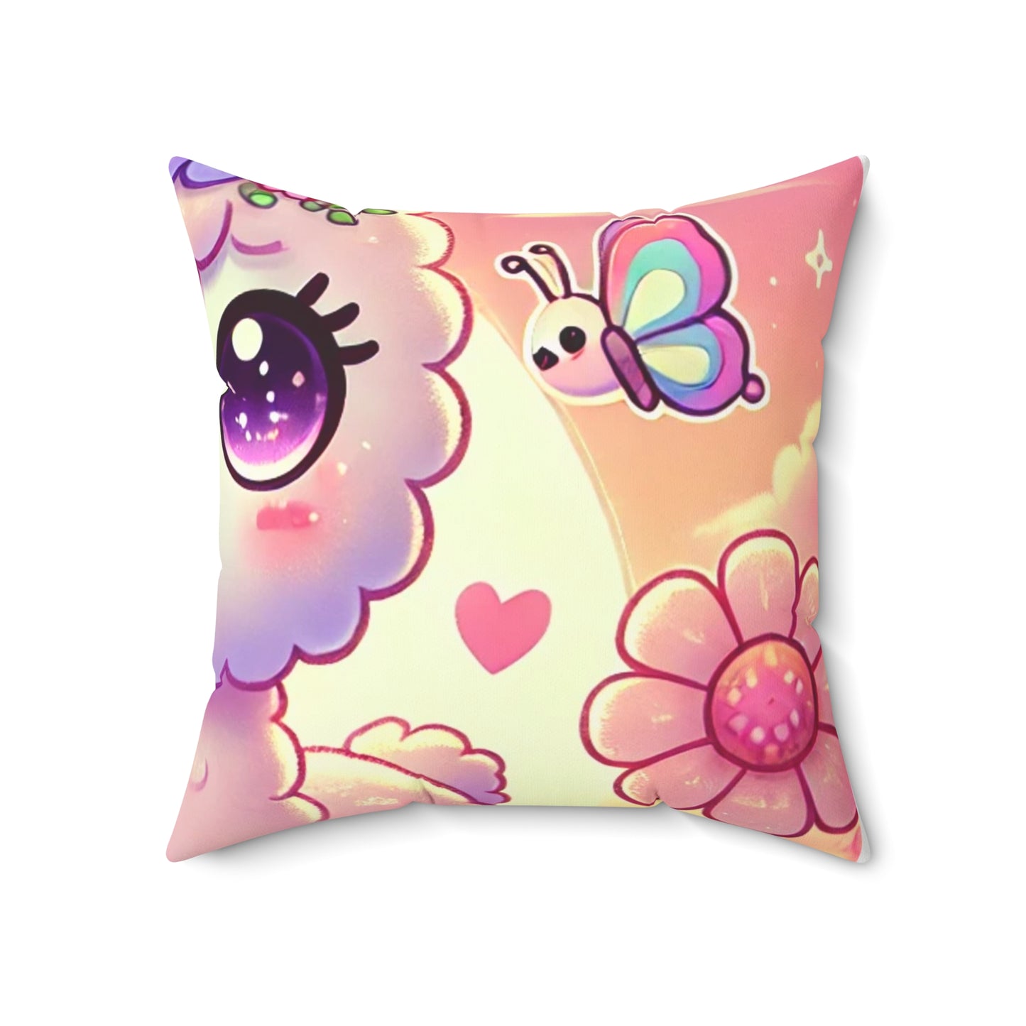 Pastel Floral Alpaca Garden Kawaii Decorative Pillow