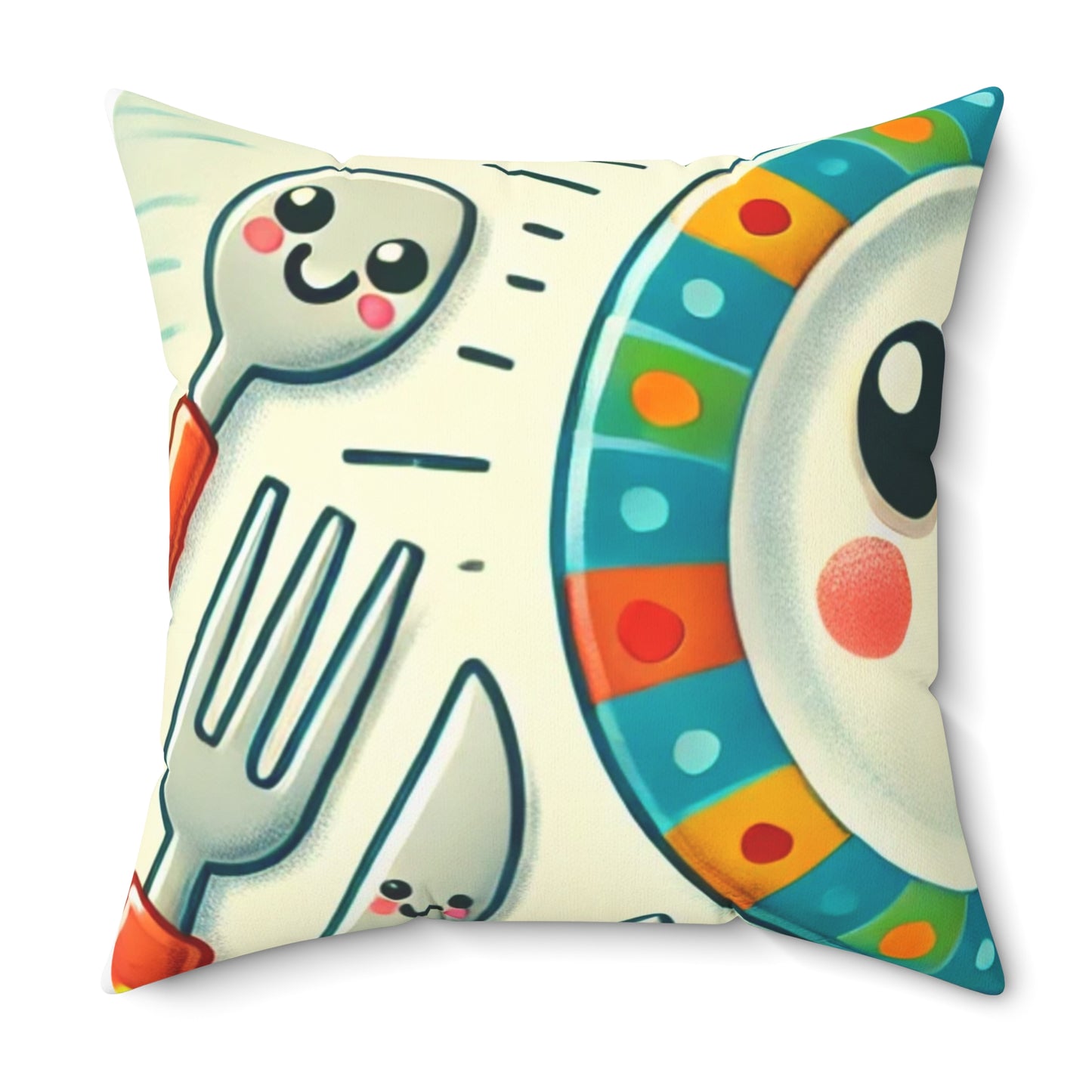Happy Kitchen Tableware Kawaii Decorative Pillow