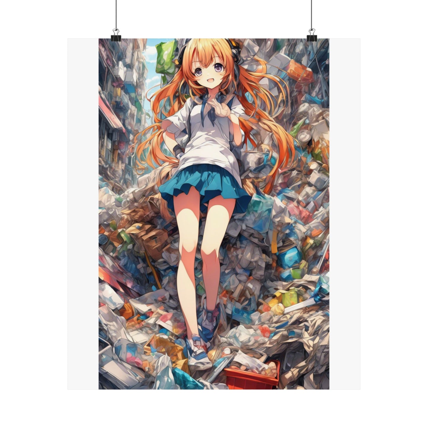 Recycling Rescue Anime Heroine Eco Street Art Poster