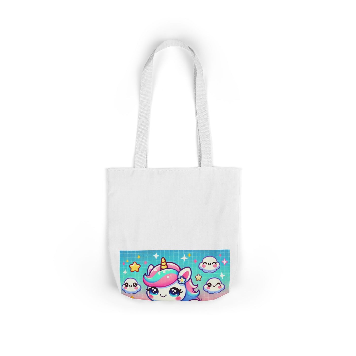 Pastel Rainbow Unicorn Cloud Kawaii Canvas Tote Bag