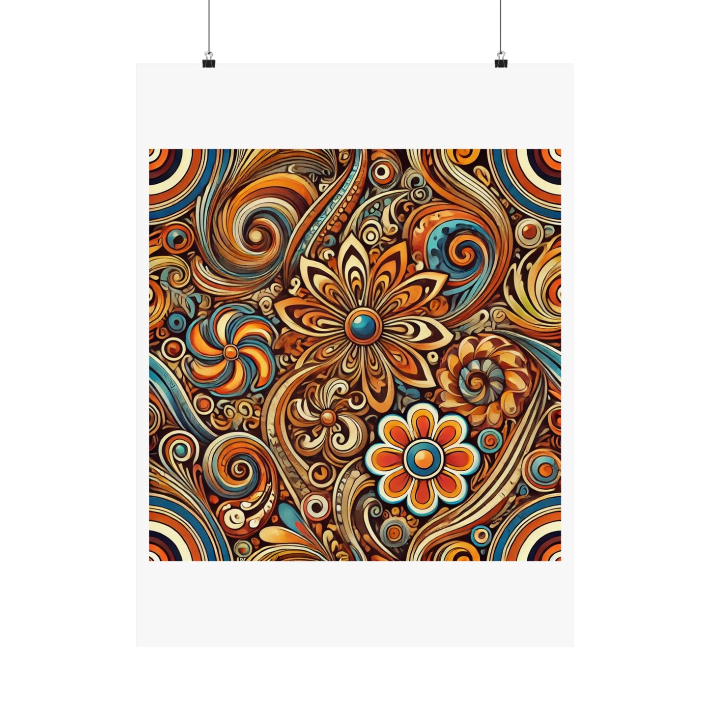 Ornate Abstract Floral Paisley Pattern Poster