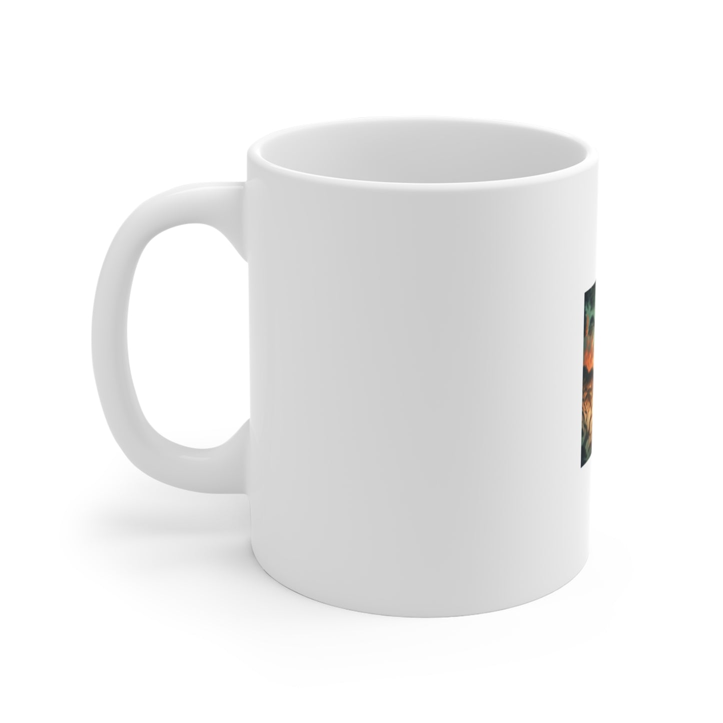 Enchanted Black Cat Forest Coffee Mug Fantasy Cat Lover Gift