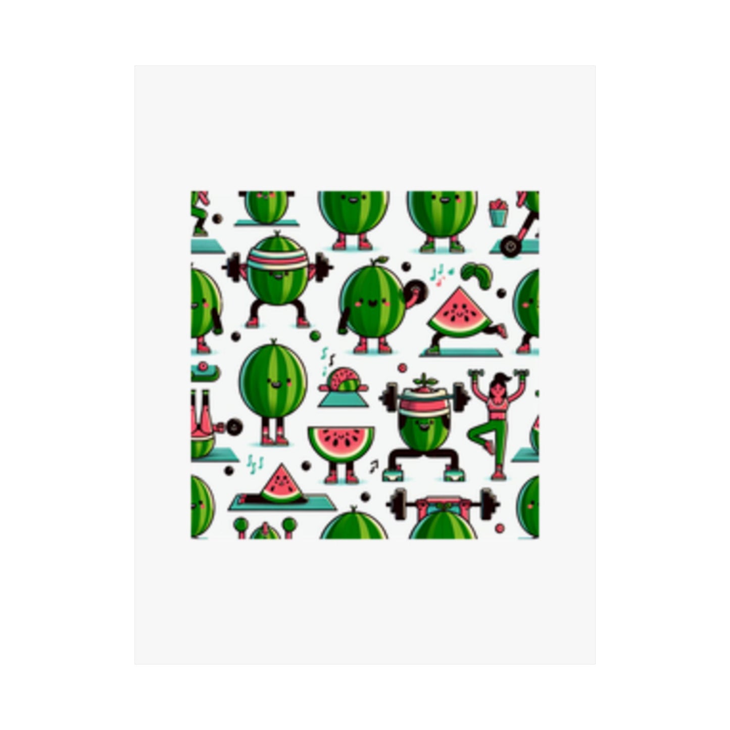 Watermelon Workout Club Cute Food Fitness Wall Art Poster