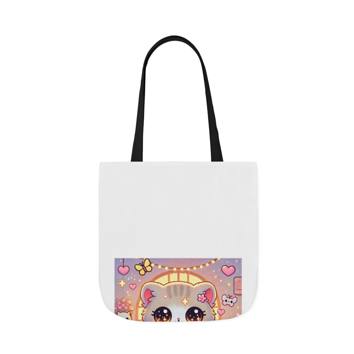 Cozy Kawaii Knitting Cat Pastel Yarn Canvas Tote Bag