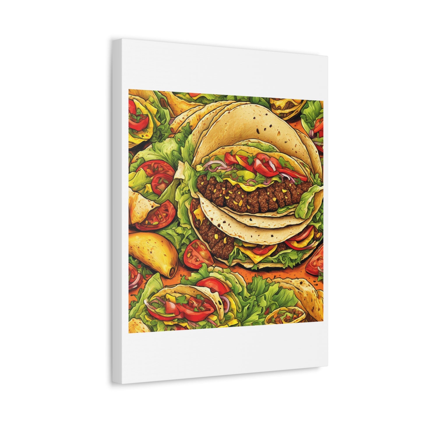 Stacked Taco Fiesta Foodie Gift Art Canvas