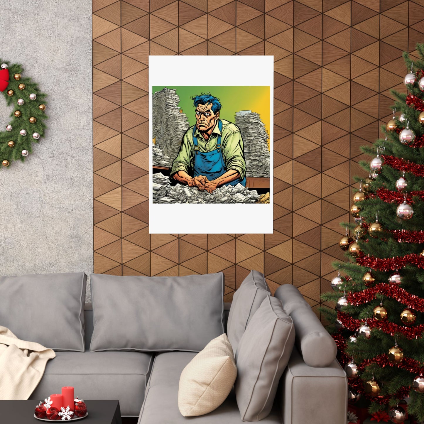 Paperwork Chaos Desk Worker Funny Office Art Poster